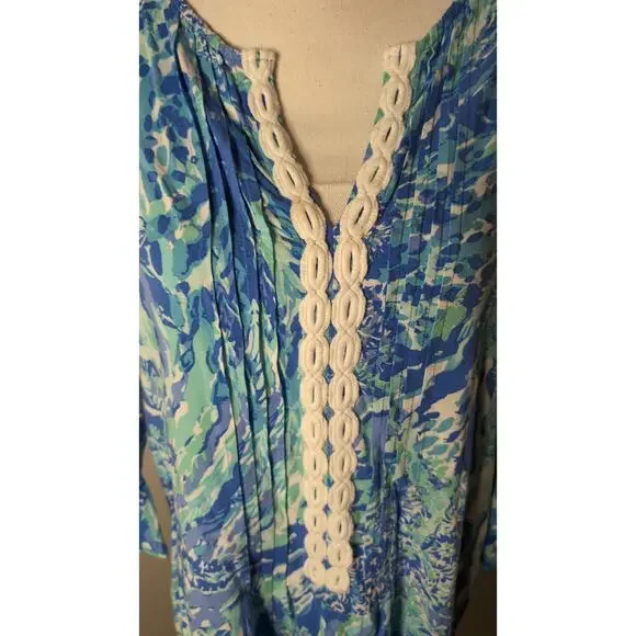 Lilly Pulitzer Hollie Blue Haven Hey Hey Soleil Shift Dress Size M - Picture 5 of 8